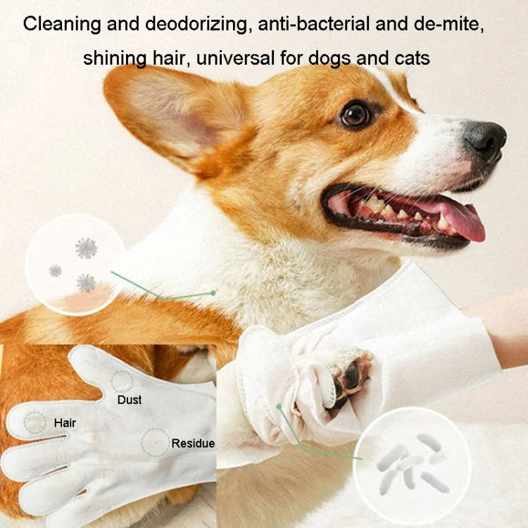 Găng Tay Khăn Ướt Không Cần Xả KIMHOME Tắm Khử Mùi Vệ Sinh Khô Cho Chó Mèo, 6 Cái / Gói