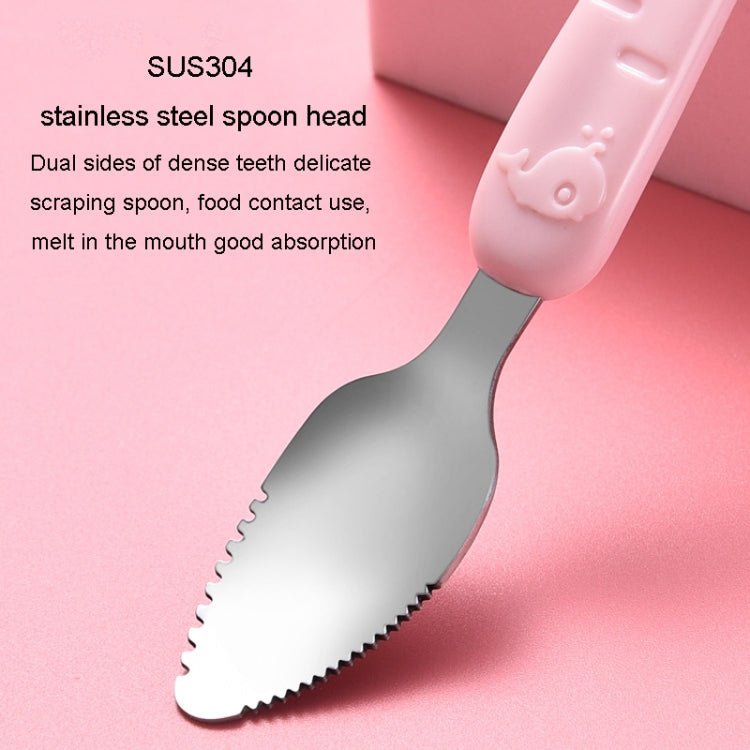 Muỗng cạo đôi đầu cho bé, muỗng silicon mềm inox 304, màu hồng, xanh, xanh có hộp đựng, hồng có hộp đựng