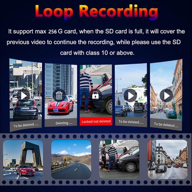 Máy ghi hình lái xe kết nối WiFi 3 inch với camera kép trước 4K + sau 2K HD, A5