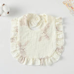 Baby Feeding Bib Ruffle Infants Saliva Towel Soft Cotton Burp Cloth, Yellow Lemon, Rabbit, Yellow Orange, Peach Heart, Mushroom Rabbit, Leaf Fruit, Little Pink Rabbit, Love, Dutch Flower, Floral, Pink Rose, Squirrel, Rainbow, Little Tiger              ...