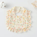 Baby Feeding Bib Ruffle Infants Saliva Towel Soft Cotton Burp Cloth, Yellow Lemon, Rabbit, Yellow Orange, Peach Heart, Mushroom Rabbit, Leaf Fruit, Little Pink Rabbit, Love, Dutch Flower, Floral, Pink Rose, Squirrel, Rainbow, Little Tiger              ...