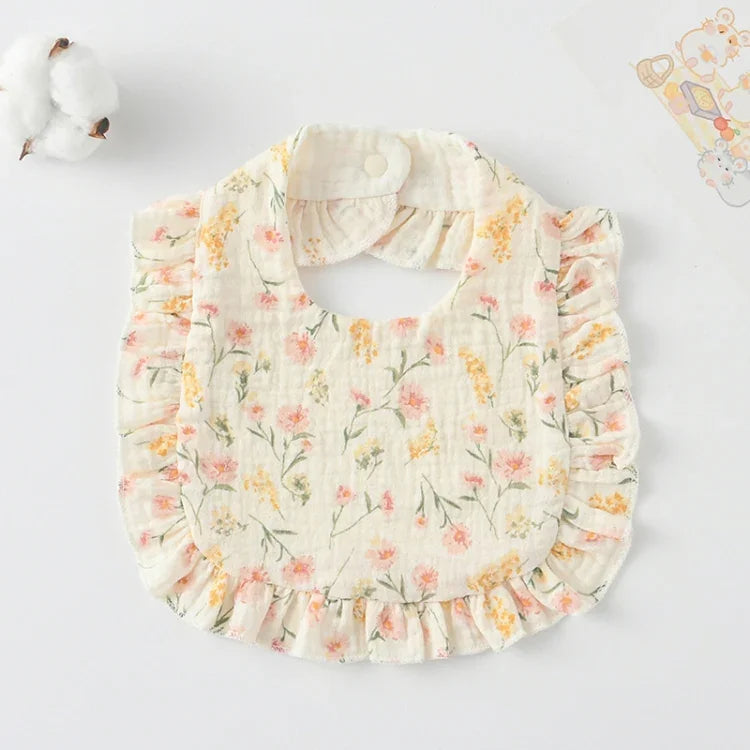 Baby Feeding Bib Ruffle Infants Saliva Towel Soft Cotton Burp Cloth, Yellow Lemon, Rabbit, Yellow Orange, Peach Heart, Mushroom Rabbit, Leaf Fruit, Little Pink Rabbit, Love, Dutch Flower, Floral, Pink Rose, Squirrel, Rainbow, Little Tiger              ...