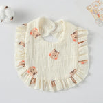 Baby Feeding Bib Ruffle Infants Saliva Towel Soft Cotton Burp Cloth, Yellow Lemon, Rabbit, Yellow Orange, Peach Heart, Mushroom Rabbit, Leaf Fruit, Little Pink Rabbit, Love, Dutch Flower, Floral, Pink Rose, Squirrel, Rainbow, Little Tiger              ...