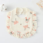 Baby Feeding Bib Ruffle Infants Saliva Towel Soft Cotton Burp Cloth, Yellow Lemon, Rabbit, Yellow Orange, Peach Heart, Mushroom Rabbit, Leaf Fruit, Little Pink Rabbit, Love, Dutch Flower, Floral, Pink Rose, Squirrel, Rainbow, Little Tiger              ...