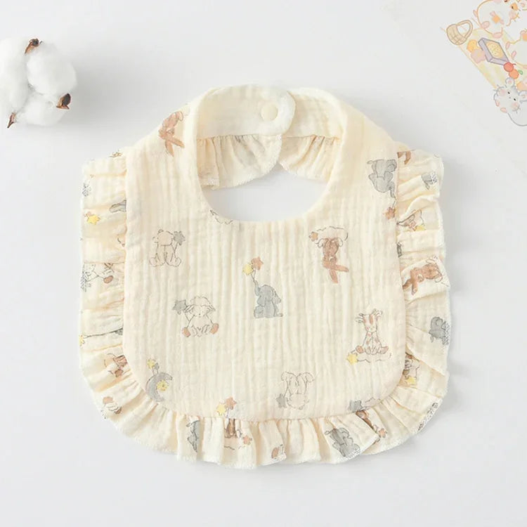 Baby Feeding Bib Ruffle Infants Saliva Towel Soft Cotton Burp Cloth, Yellow Lemon, Rabbit, Yellow Orange, Peach Heart, Mushroom Rabbit, Leaf Fruit, Little Pink Rabbit, Love, Dutch Flower, Floral, Pink Rose, Squirrel, Rainbow, Little Tiger              ...