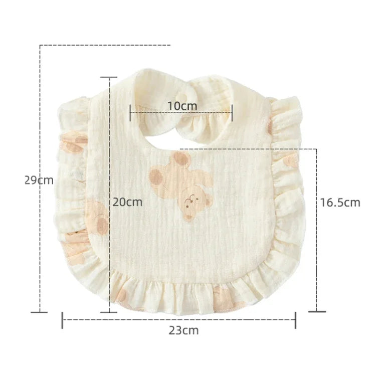 Baby Feeding Bib Ruffle Infants Saliva Towel Soft Cotton Burp Cloth, Yellow Lemon, Rabbit, Yellow Orange, Peach Heart, Mushroom Rabbit, Leaf Fruit, Little Pink Rabbit, Love, Dutch Flower, Floral, Pink Rose, Squirrel, Rainbow, Little Tiger              ...
