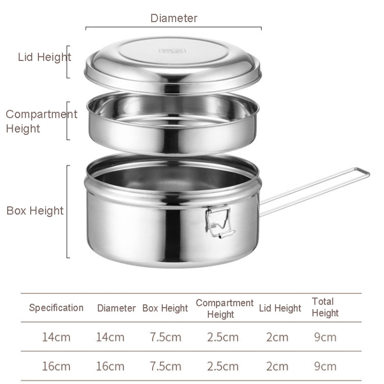 Hộp cơm tròn inox 304, 14cm một lớp, 16cm một lớp, 14cm hai lớp, 16cm hai lớp
