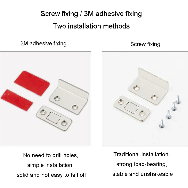 Hút cửa tủ quần áo trượt 90 độ không đục lỗ, phần mỏng, hút từ tính, màu bạc, đen
