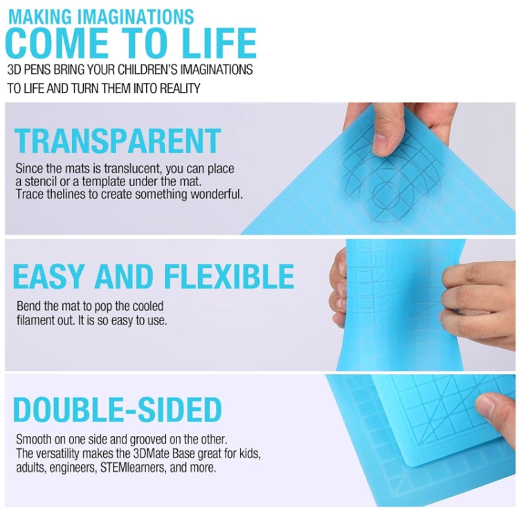 Bút in 3D Copy Silicone DIY với tấm mẫu vẽ, Màu xanh dương, Xanh lá, Trong suốt, Xanh dương lớn, Xanh lá lớn, Trong suốt lớn