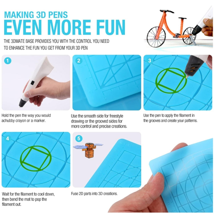 Bút in 3D Copy Silicone DIY với tấm mẫu vẽ, Màu xanh dương, Xanh lá, Trong suốt, Xanh dương lớn, Xanh lá lớn, Trong suốt lớn