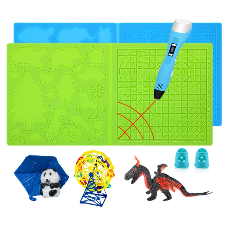 Bút in 3D Copy Silicone DIY với tấm mẫu vẽ, Màu xanh dương, Xanh lá, Trong suốt, Xanh dương lớn, Xanh lá lớn, Trong suốt lớn