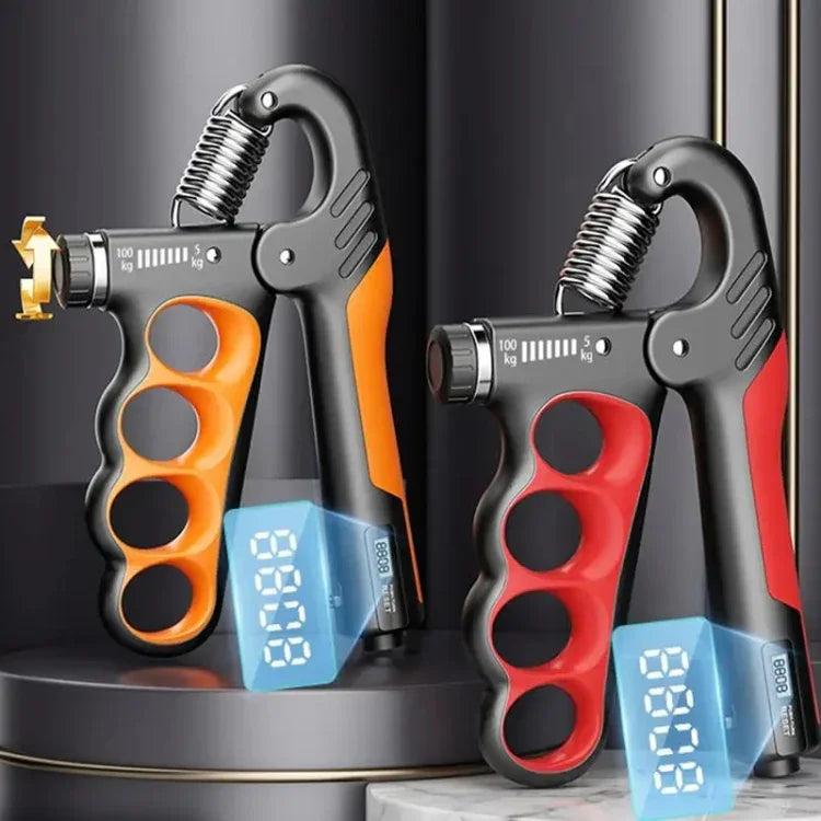 Dụng cụ tập lực bóp tay điều chỉnh 5-100kg, máy đếm điện tử màu cam, máy đếm điện tử màu đỏ, máy đếm điện tử màu xám, máy đếm cơ màu cam, máy đếm cơ màu đỏ, máy đếm cơ màu xám