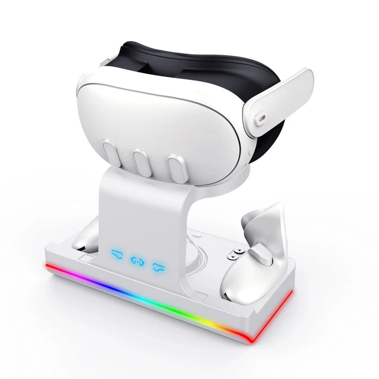 Đế sạc tai nghe Meta Quest 3 có đèn lấp lánh, giá đỡ sạc tay cầm VR, màu trắng, đen
