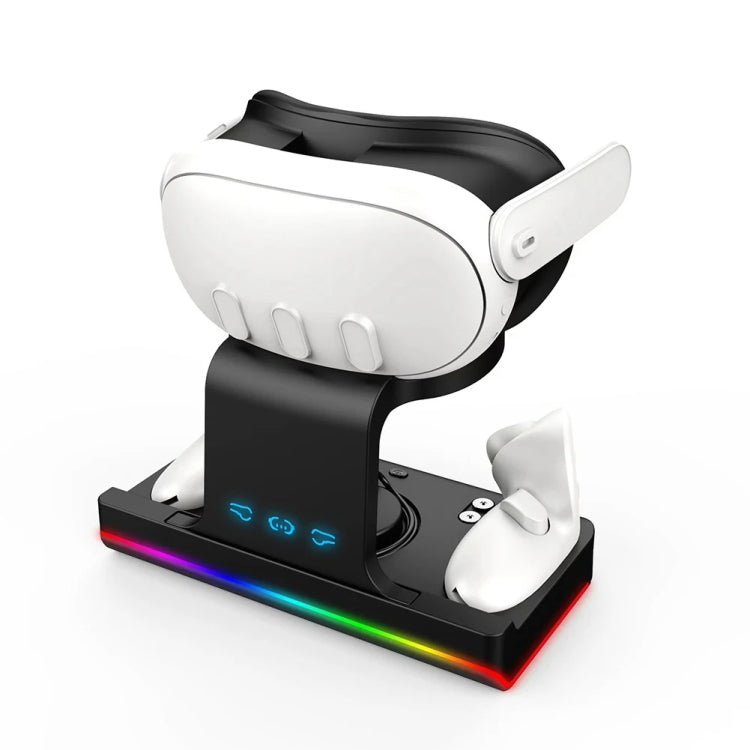 Đế sạc tai nghe Meta Quest 3 có đèn lấp lánh, giá đỡ sạc tay cầm VR, màu trắng, đen