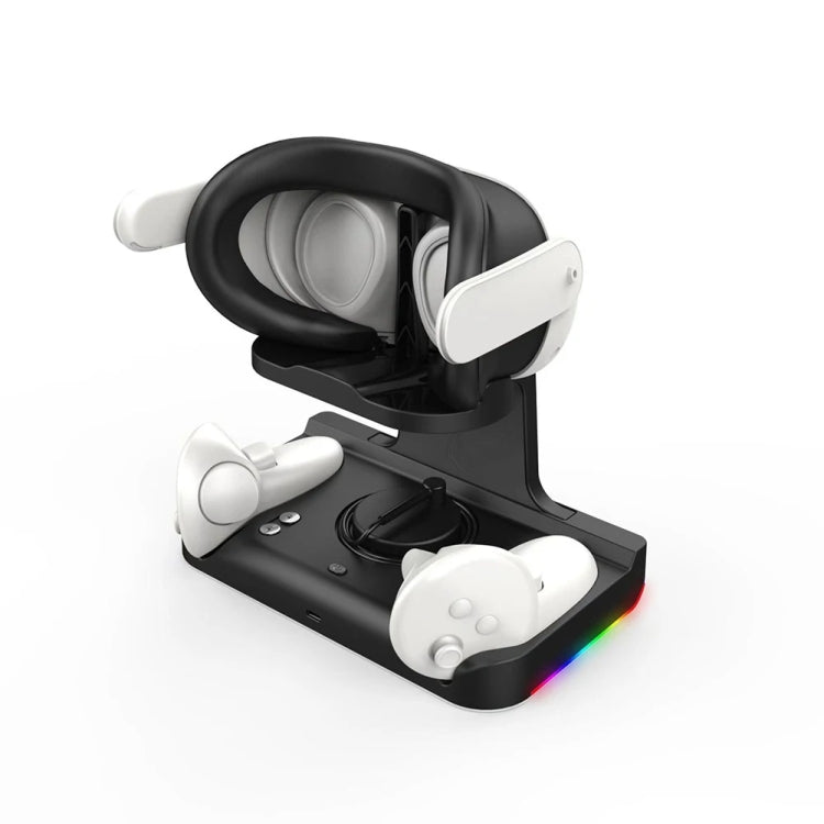 Đế sạc tai nghe Meta Quest 3 có đèn lấp lánh, giá đỡ sạc tay cầm VR, màu trắng, đen