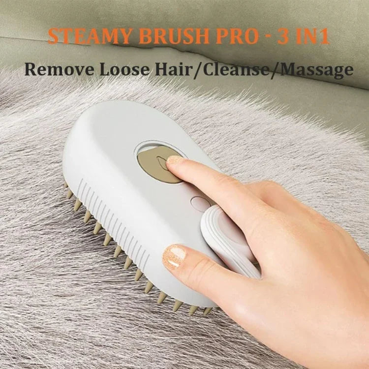 Lược Phun Điện Thú Cưng Có Thể Sạc Lại Bàn Chải Chải Lông Hơi Nước Cho Mèo, Tay Cầm Màu Trắng, Tay Cầm Màu Cà Phê