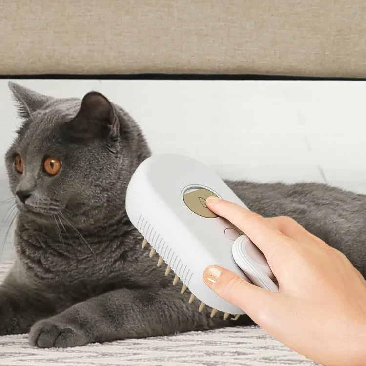 Lược Phun Điện Thú Cưng Có Thể Sạc Lại Bàn Chải Chải Lông Hơi Nước Cho Mèo, Tay Cầm Màu Trắng, Tay Cầm Màu Cà Phê