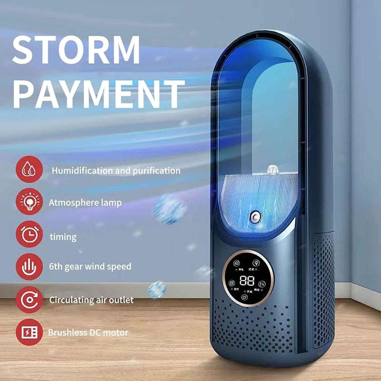 Quạt điện để bàn không cánh có chức năng tạo ẩm, điều chỉnh 6 cấp độ với đèn LED và hẹn giờ