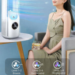 Quạt điện để bàn không cánh có chức năng tạo ẩm, điều chỉnh 6 cấp độ với đèn LED và hẹn giờ