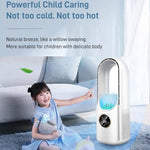 Quạt điện để bàn không cánh có chức năng tạo ẩm, điều chỉnh 6 cấp độ với đèn LED và hẹn giờ