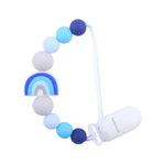 Dây đeo núm vú chống rơi cho bé hạt silicone cầu vồng kẹp núm vú, tím cầu vồng, hồng cầu vồng, xanh cầu vồng