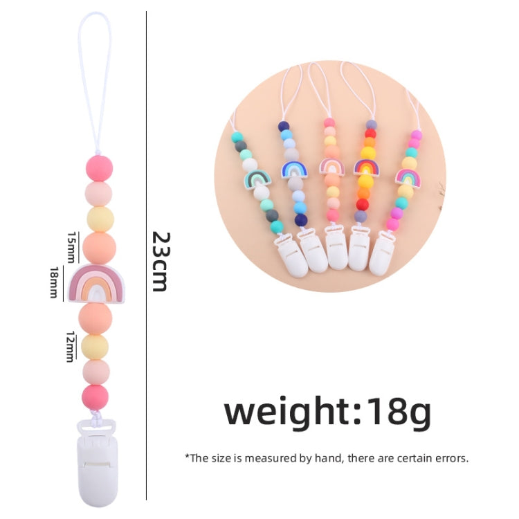 Dây đeo núm vú chống rơi cho bé hạt silicone cầu vồng kẹp núm vú, tím cầu vồng, hồng cầu vồng, xanh cầu vồng