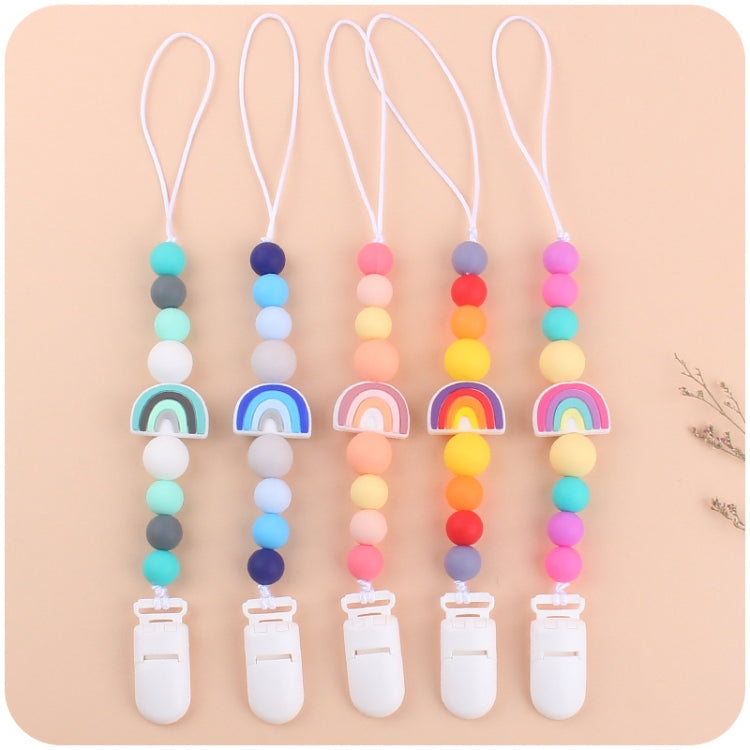 Dây đeo núm vú chống rơi cho bé hạt silicone cầu vồng kẹp núm vú, tím cầu vồng, hồng cầu vồng, xanh cầu vồng