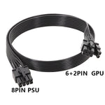 Cáp nguồn phẳng 18AWG cho Corsair, cáp mô-đun nguồn card đồ họa 8 chân sang 8 chân 6+2, 50cm cho Corsair, 60cm cho Corsair