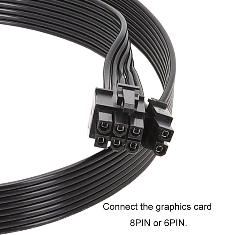 Cáp nguồn phẳng 18AWG cho Corsair, cáp mô-đun nguồn card đồ họa 8 chân sang 8 chân 6+2, 50cm cho Corsair, 60cm cho Corsair