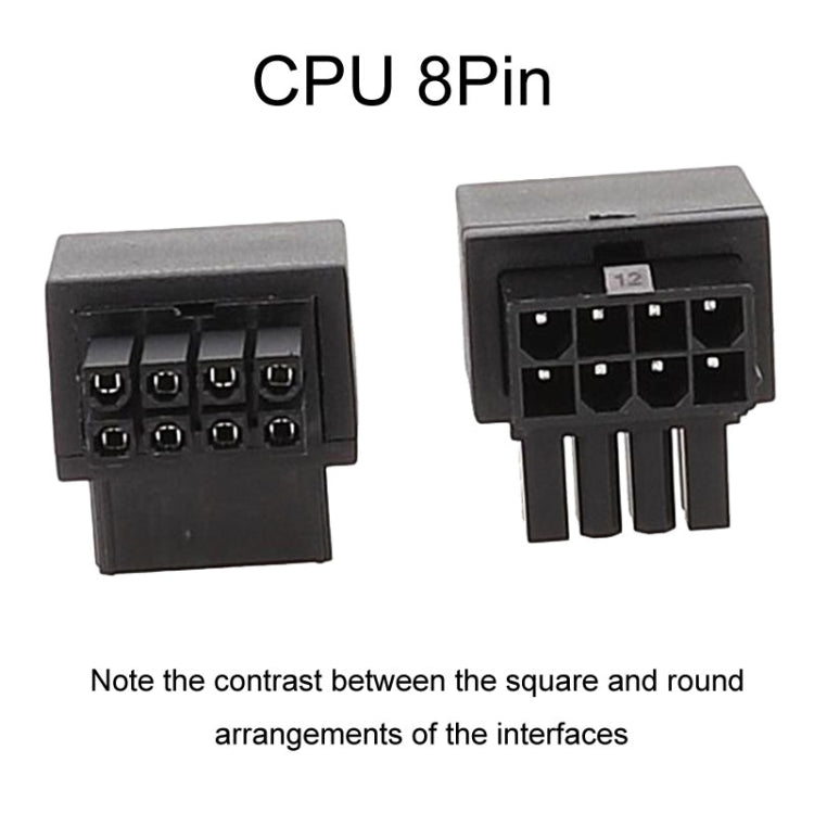 Đầu nối nguồn CPU 8 chân bo mạch chủ, giao diện đầu nối lái 90 độ, loại uốn cong dương A, loại uốn cong ngược B
