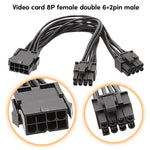Cáp nguồn card đồ họa 8 chân cái sang đôi 6+2 chân đực, 8 chân cái sang đôi 8 chân đực cáp chuyển đổi 1 ra 2, 8 chân cái sang đôi 6+2 chân đực