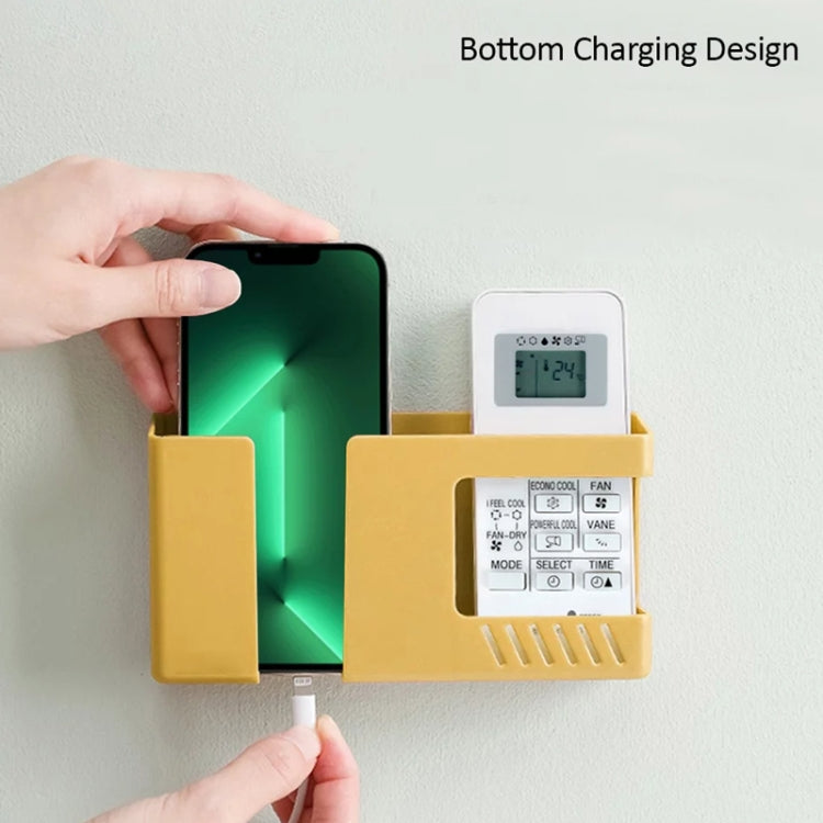 Hộp lưu trữ gắn tường hai ngăn, tổ chức điều khiển từ xa và đồ linh tinh, giá đỡ sạc điện thoại di động, màu xanh đôi