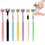Bàn chải đánh răng ba mặt lông mềm hình chữ V 360 độ YALINA, 418 người lớn màu hồng, 418 người lớn màu tím, A22 trẻ em màu hồng, A22 trẻ em màu vàng, A22 trẻ em màu xanh