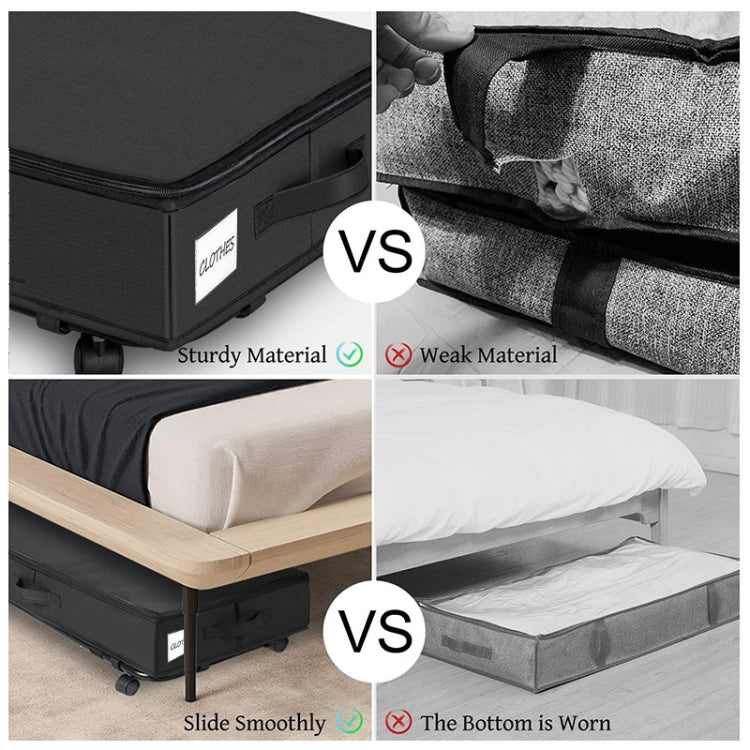 Thùng lưu trữ quần áo và giày dép gấp gọn dưới giường có bánh xe và tay cầm, nắp trong suốt màu xám 78x38x16cm