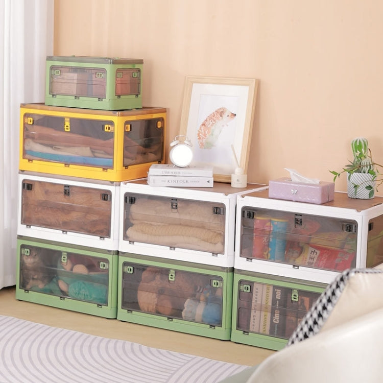 Hộp nhựa gấp gọn có bánh xe, hộp đựng đồ xếp chồng, màu trắng 37 x 26.5 x 22 cm, màu vàng 37 x 26.5 x 22 cm, màu xanh lá 37 x 26.5 x 22 cm, nắp gỗ trắng 37 x 26.5 x 22 cm, nắp gỗ vàng 37 x 26.5 x 22 cm