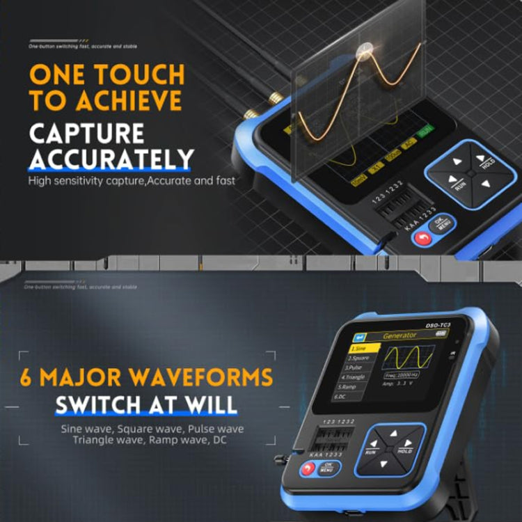 Máy hiện sóng kỹ thuật số cầm tay 3 trong 1 FNIRSI, máy kiểm tra transistor LCR, DSO-TC3 tiêu chuẩn, DSO-TC3 nâng cấp