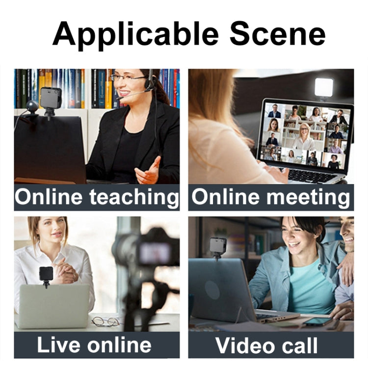 Đèn chiếu sáng hội nghị video di động W64 64 đèn LED cho laptop, bộ kẹp, bộ kẹp + chân máy