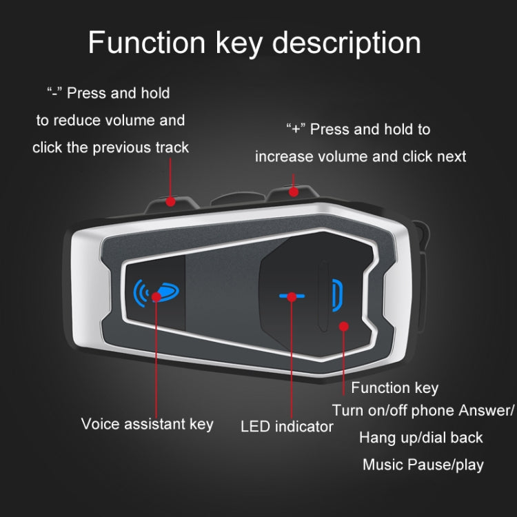 Tai nghe Bluetooth 5.0 stereo cho mũ bảo hiểm xe máy, V10