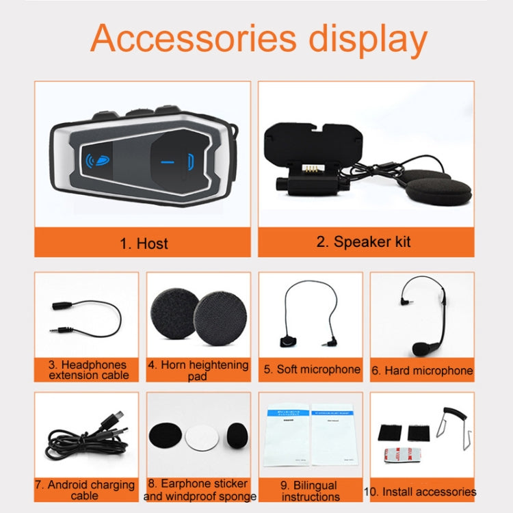 Tai nghe Bluetooth 5.0 stereo cho mũ bảo hiểm xe máy, V10