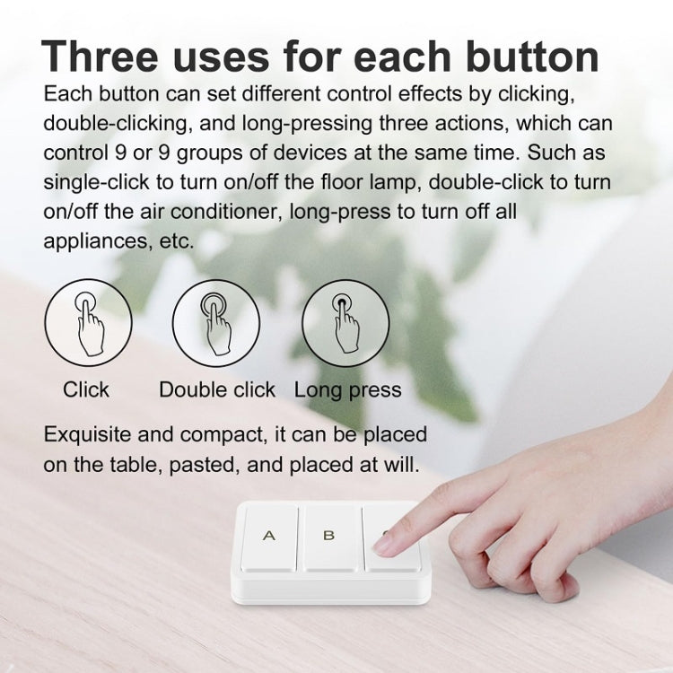 Công tắc thông minh không dây Zigbee Tuya 3 phím theo tình huống, YSB33