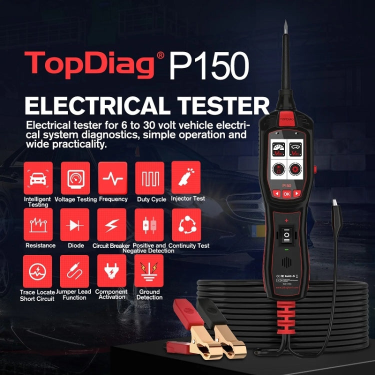 JDiag 6-30V Electrical Detector Fuel Injector Signal Detection Vehicle System Diagnosis, P150