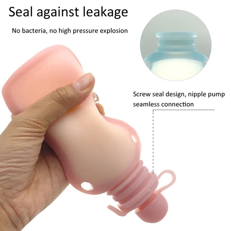 Túi đựng thức ăn cho bé bằng silicone tái sử dụng 150ml có thể bơm lại, 150ml xanh dương, 150ml hồng, 150ml be