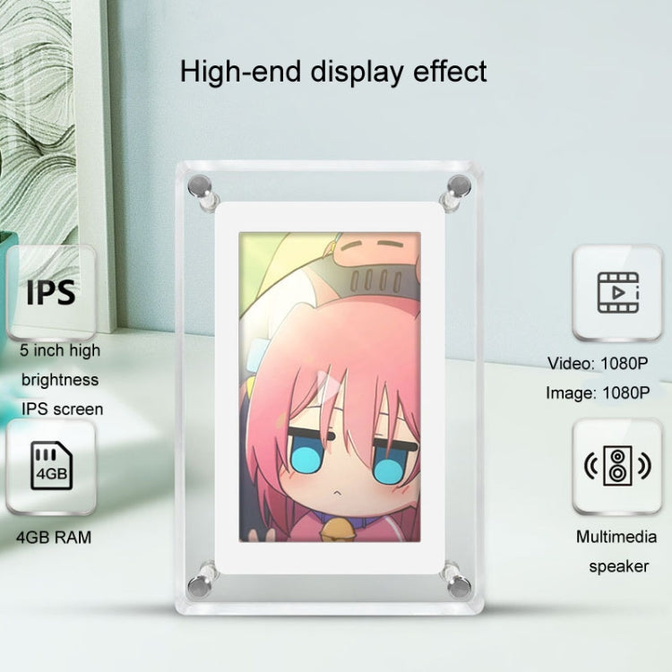 5 Inch HD Digital Photo Frame Crystal Advertising Player 1080P Motion Video Picture Display Player, 5 Inch (US Plug), 5 Inch (EU Plug), 5 Inch (UK Plug)