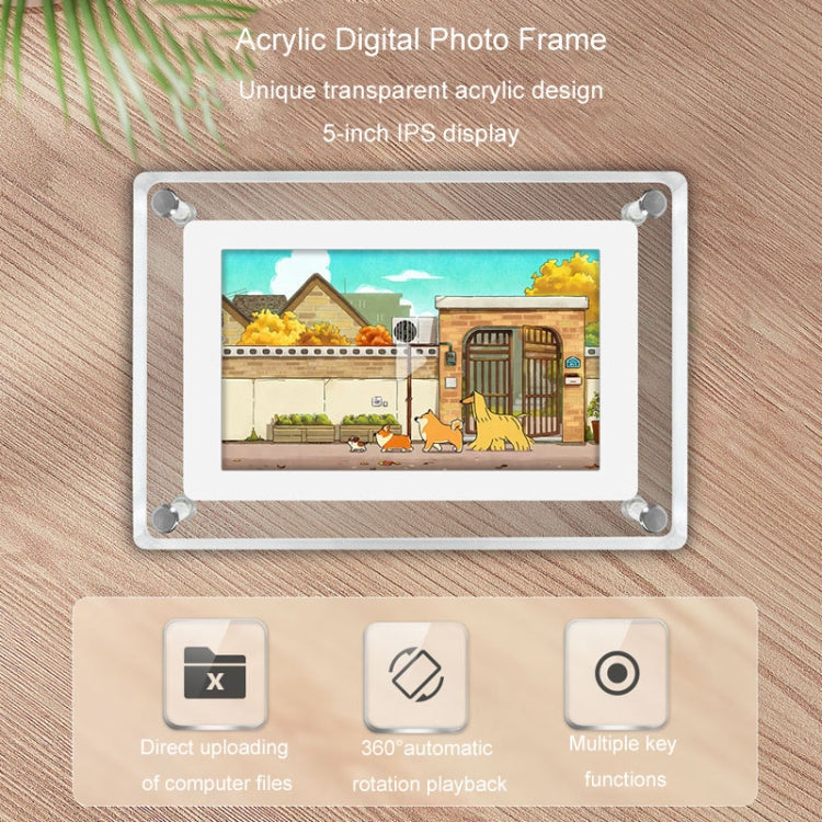 5 Inch HD Digital Photo Frame Crystal Advertising Player 1080P Motion Video Picture Display Player, 5 Inch (US Plug), 5 Inch (EU Plug), 5 Inch (UK Plug)