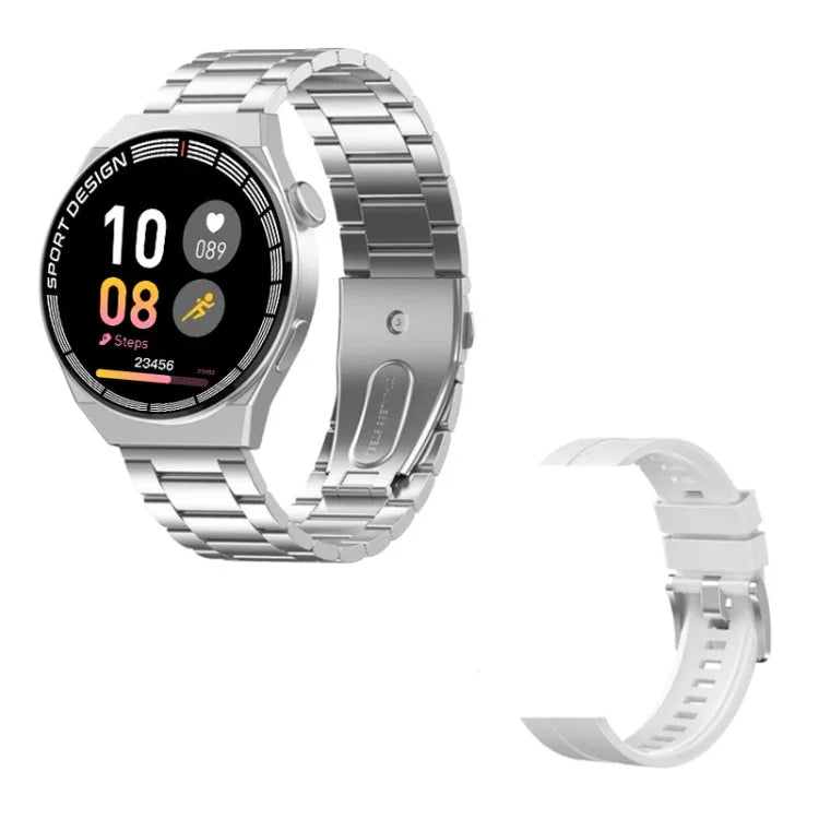 Đồng hồ thông minh GT3Pro 1.28 inch theo dõi sức khỏe, Gọi Bluetooth, NFC, Dây silicone đen, Dây silicone bạc, Dây da đen, Dây da nâu, Dây thép đen, Dây thép bạc, Dây thép ba hạt đen, Dây thép ba hạt bạc