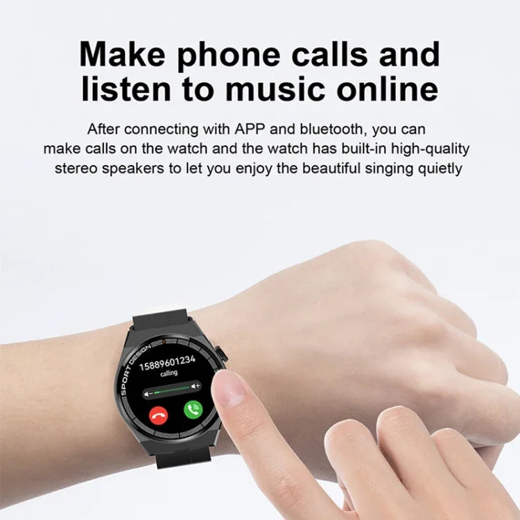 Đồng hồ thông minh GT3Pro 1.28 inch theo dõi sức khỏe, Gọi Bluetooth, NFC, Dây silicone đen, Dây silicone bạc, Dây da đen, Dây da nâu, Dây thép đen, Dây thép bạc, Dây thép ba hạt đen, Dây thép ba hạt bạc