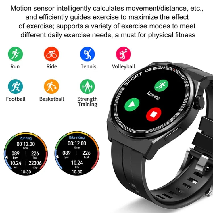 Đồng hồ thông minh GT3Pro 1.28 inch theo dõi sức khỏe, Gọi Bluetooth, NFC, Dây silicone đen, Dây silicone bạc, Dây da đen, Dây da nâu, Dây thép đen, Dây thép bạc, Dây thép ba hạt đen, Dây thép ba hạt bạc