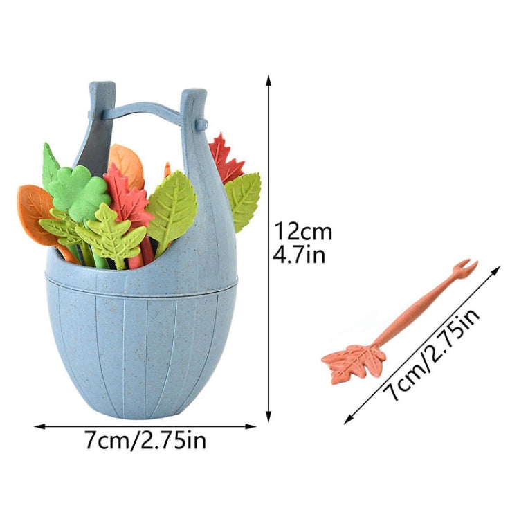 Bộ đồ ăn làm từ sợi lúa mì Mini, 16 cái nĩa trái cây + 1 thùng