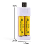 Sạc pin sạc lại USB 2 khe cắm trực tiếp cho pin AA / AAA, USB 2 khe cắm