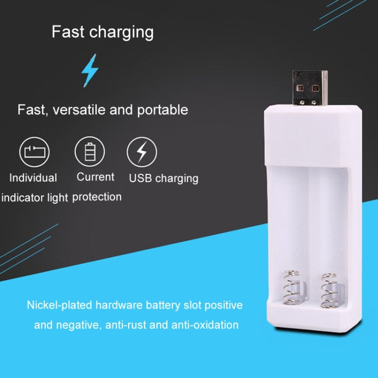 Sạc pin sạc lại USB 2 khe cắm trực tiếp cho pin AA / AAA, USB 2 khe cắm